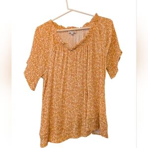 Women’s Wonderly Knit Short Sleeve Top - Mustard Yellow